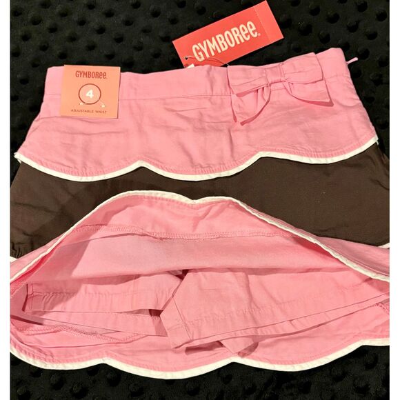 NWT Gymboree Tea For Two Pink & Chocolate Multi Tiered Skirt Skort Size 4 - Picture 5 of 8